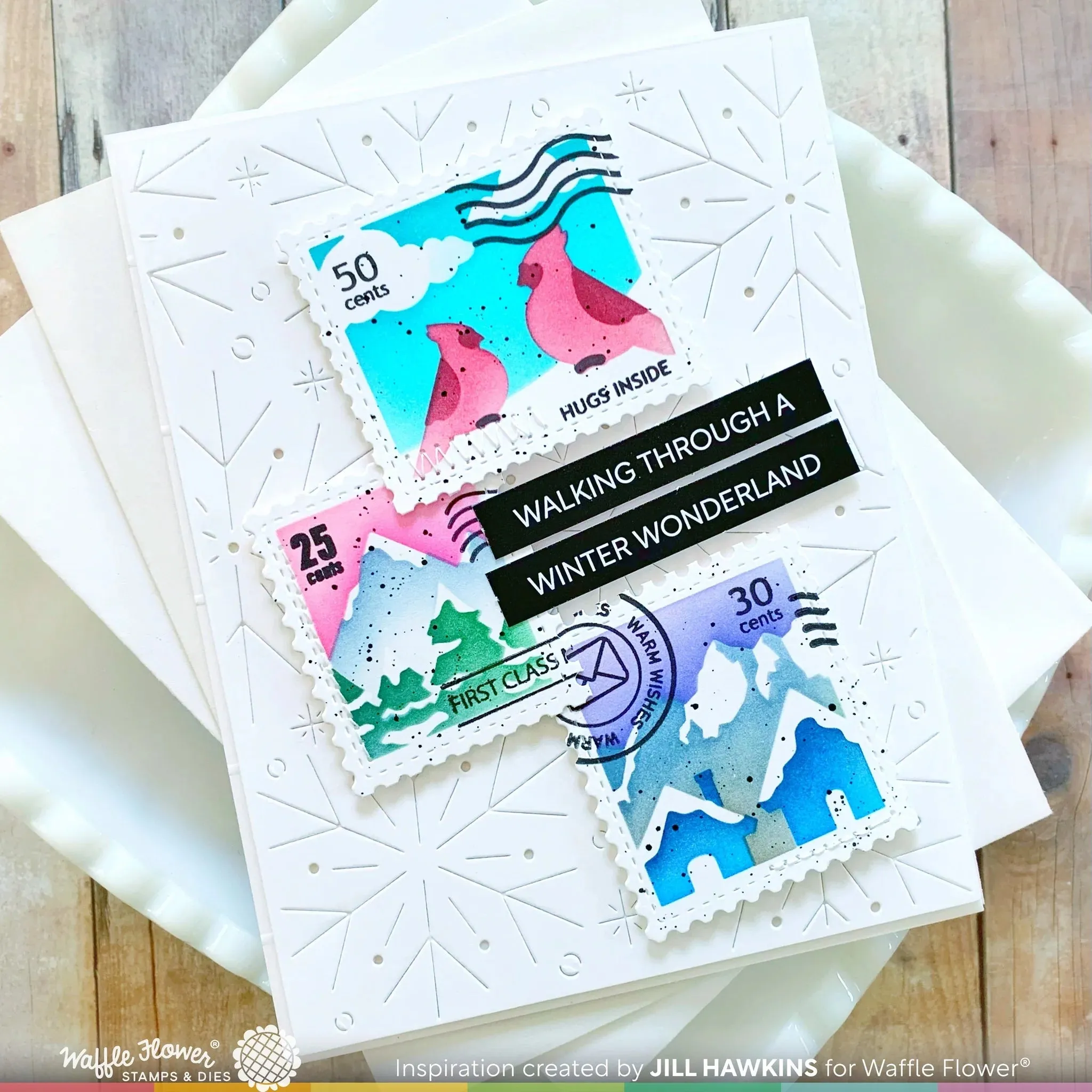 Postage Collage Snowy Stencil