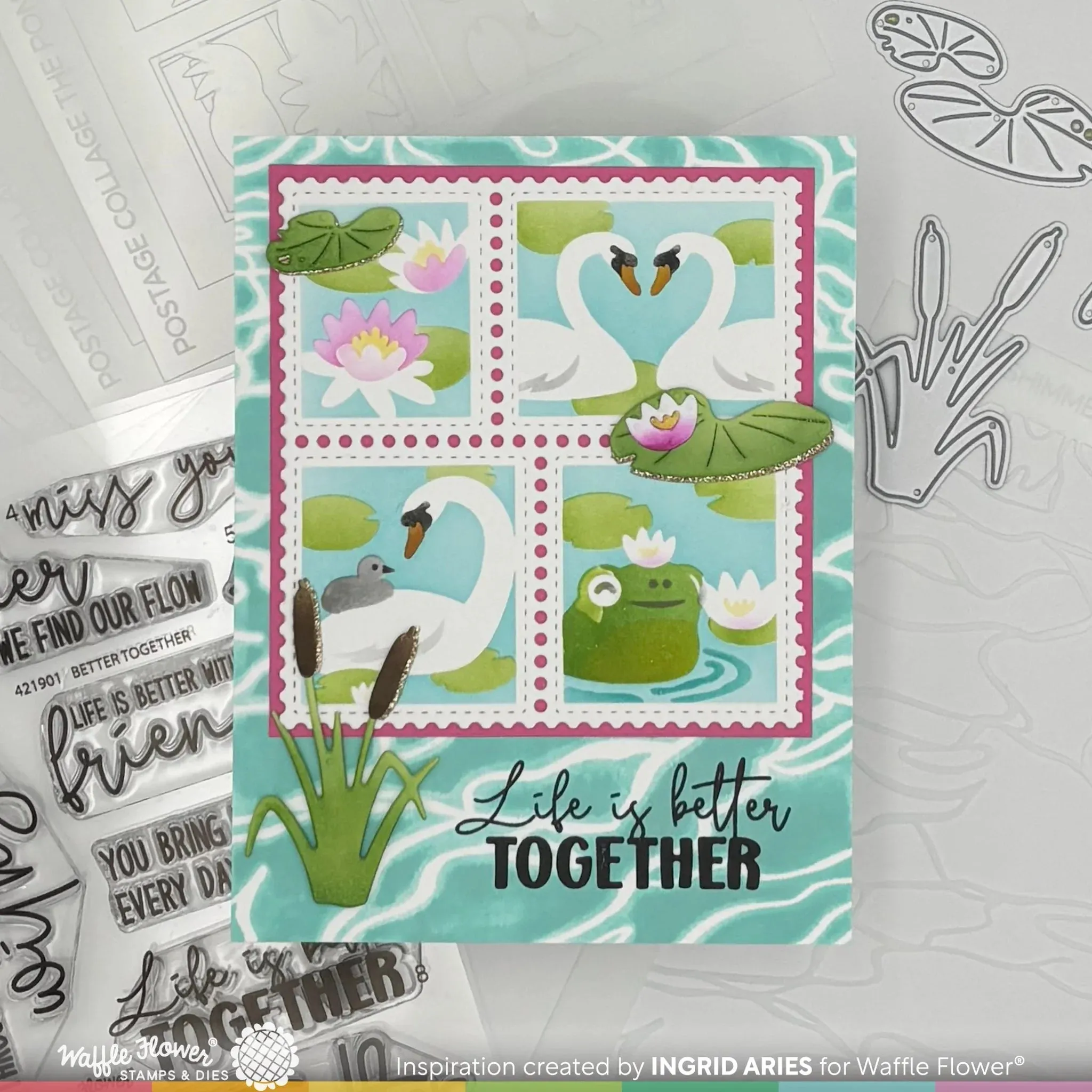 Postage Collage The Pond Stencil