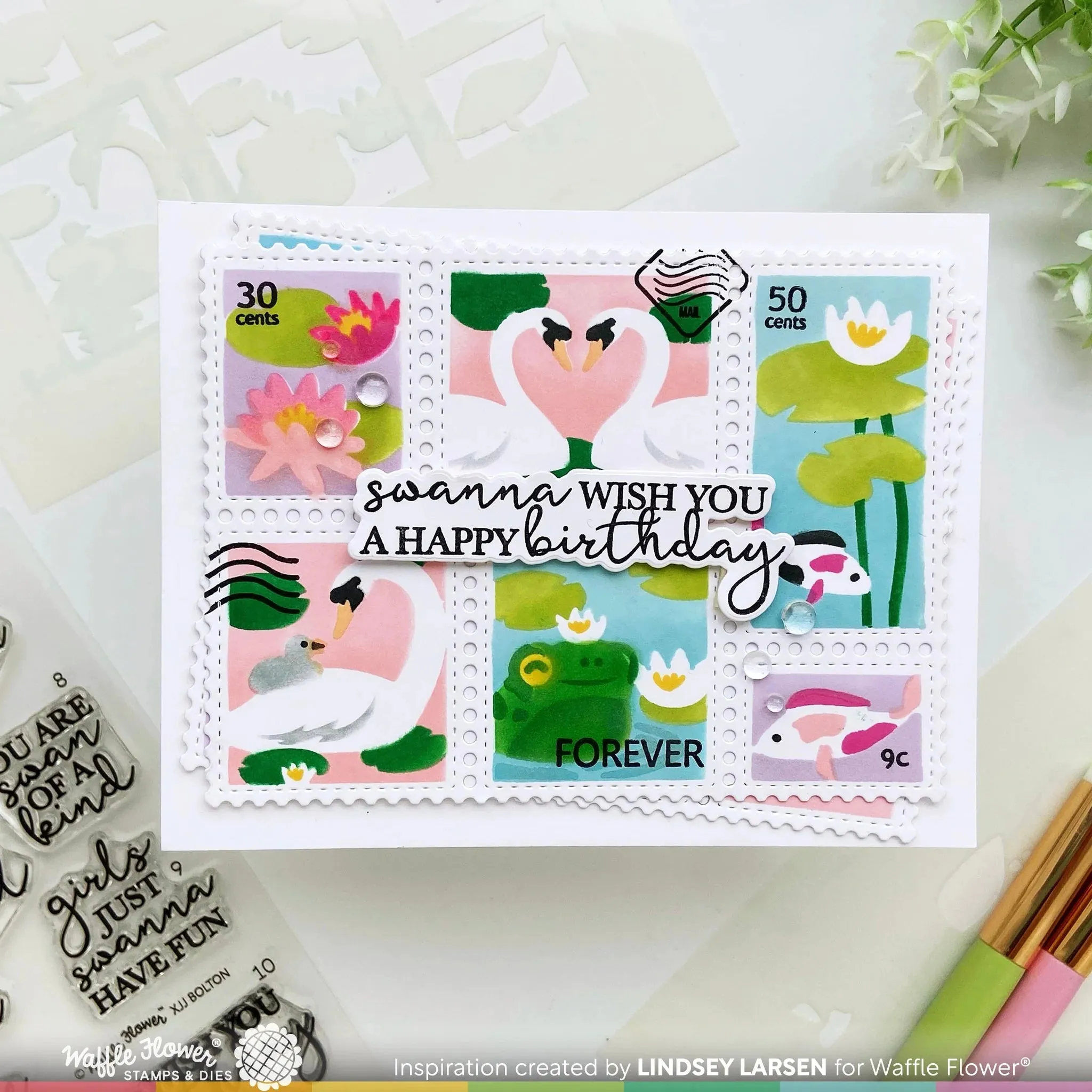 Postage Collage The Pond Stencil