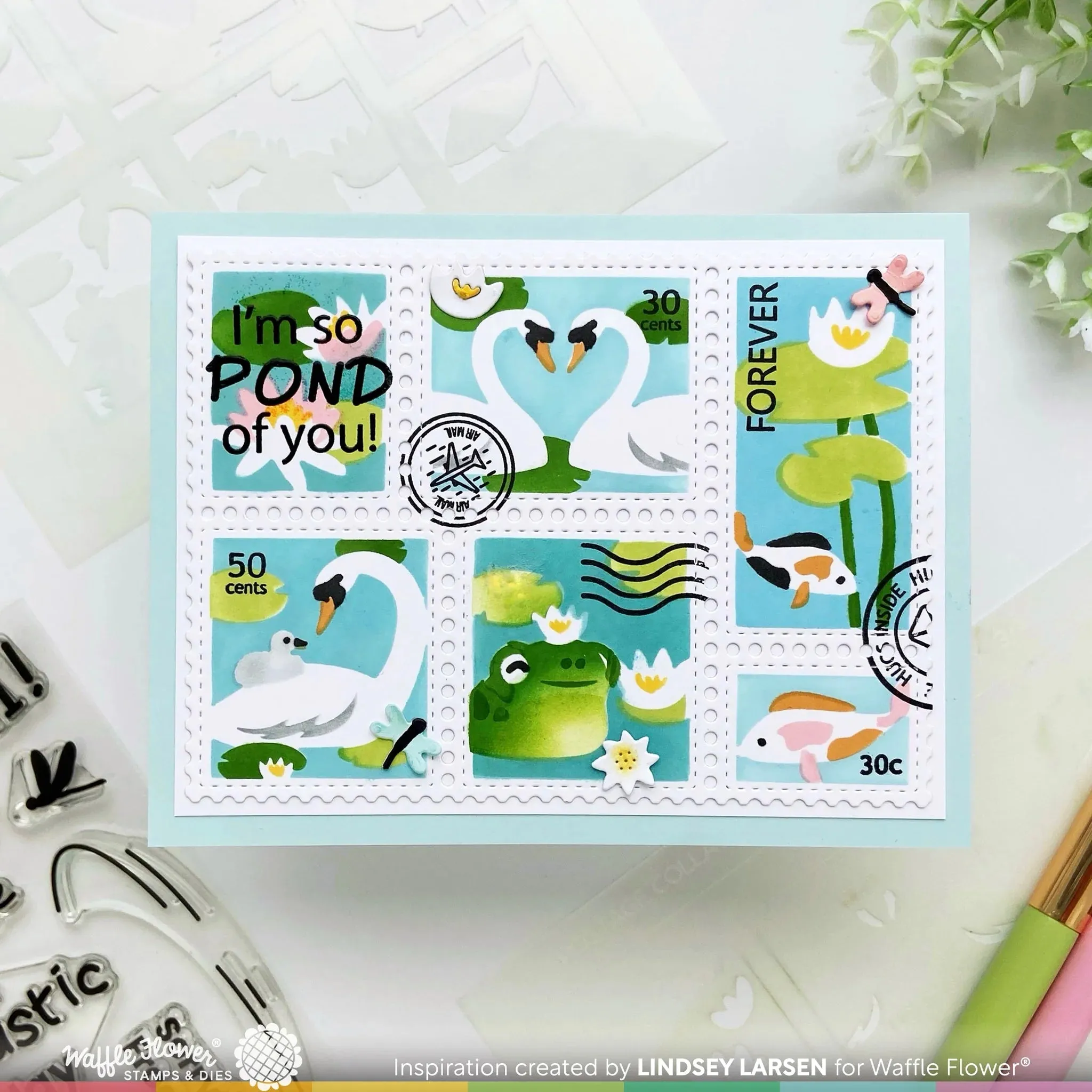 Postage Collage The Pond Stencil
