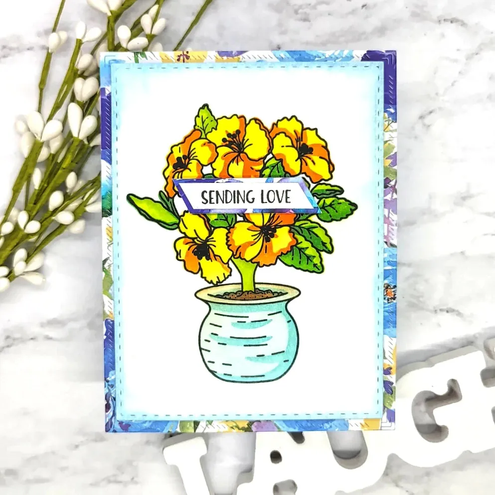 Potted Hibiscus Stamps and Layering Stencils Bundle