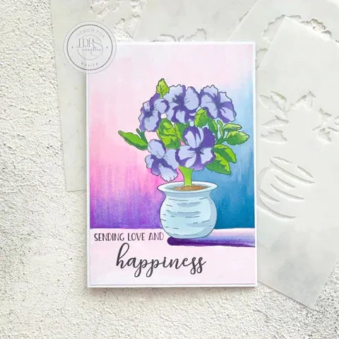 Potted Hibiscus Stamps and Layering Stencils Bundle