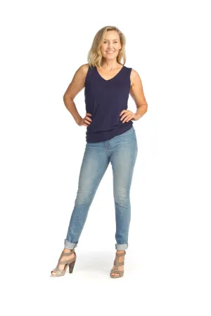 PT14007 NAVY Layering V Neck Bamboo Tank