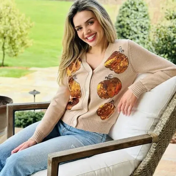 Pumpkin Sequin Cardigan