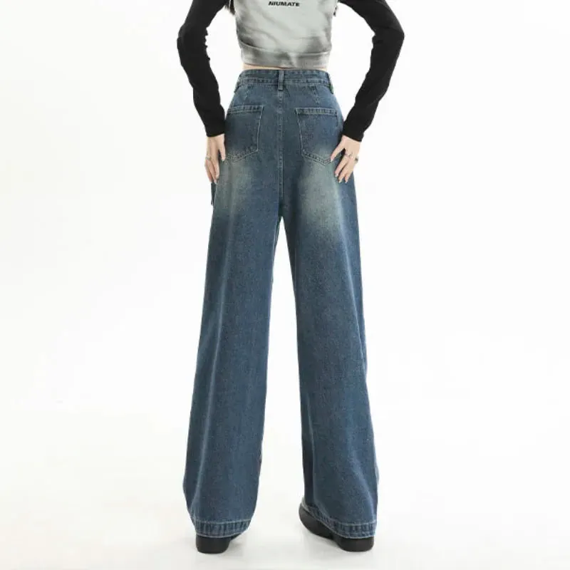 Punk Streetwear Pockets High Waist Wide Leg Jeans