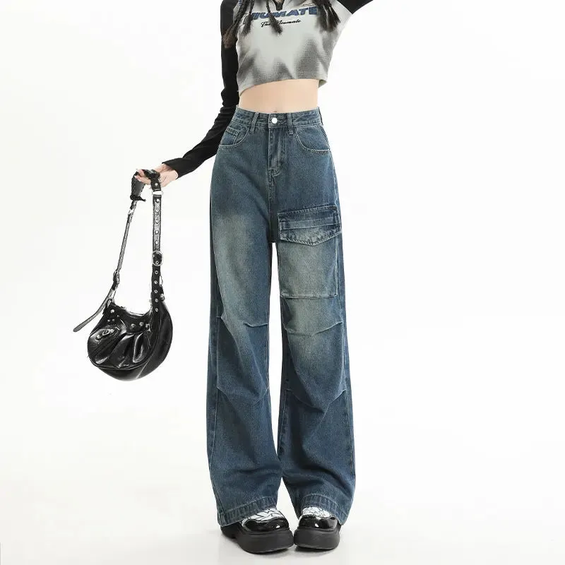 Punk Streetwear Pockets High Waist Wide Leg Jeans