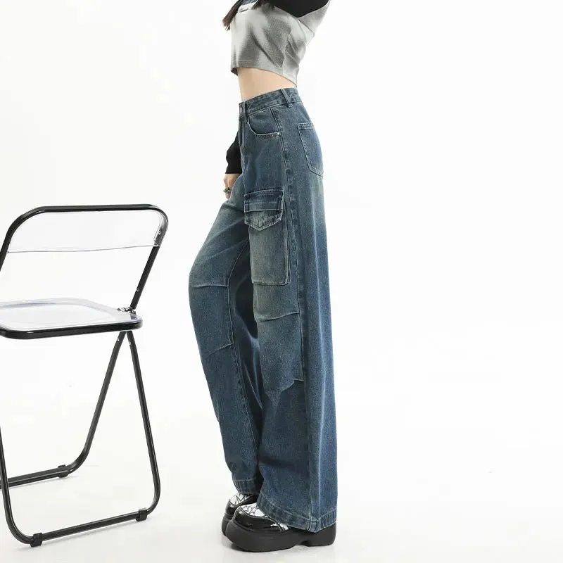 Punk Streetwear Pockets High Waist Wide Leg Jeans