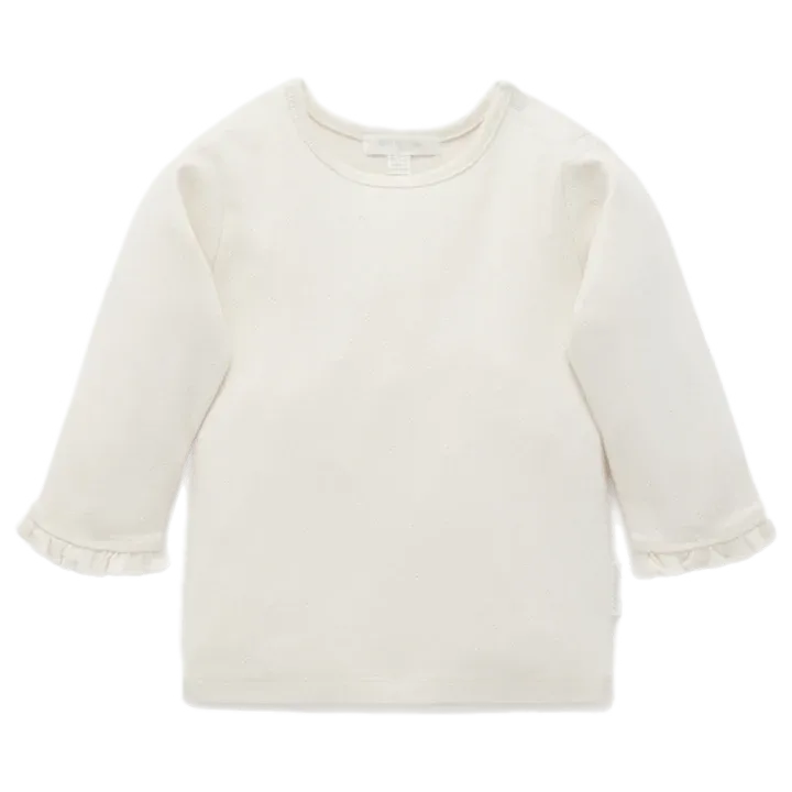 Purebaby Pointelle Rib Layering Top - Cloud Melange