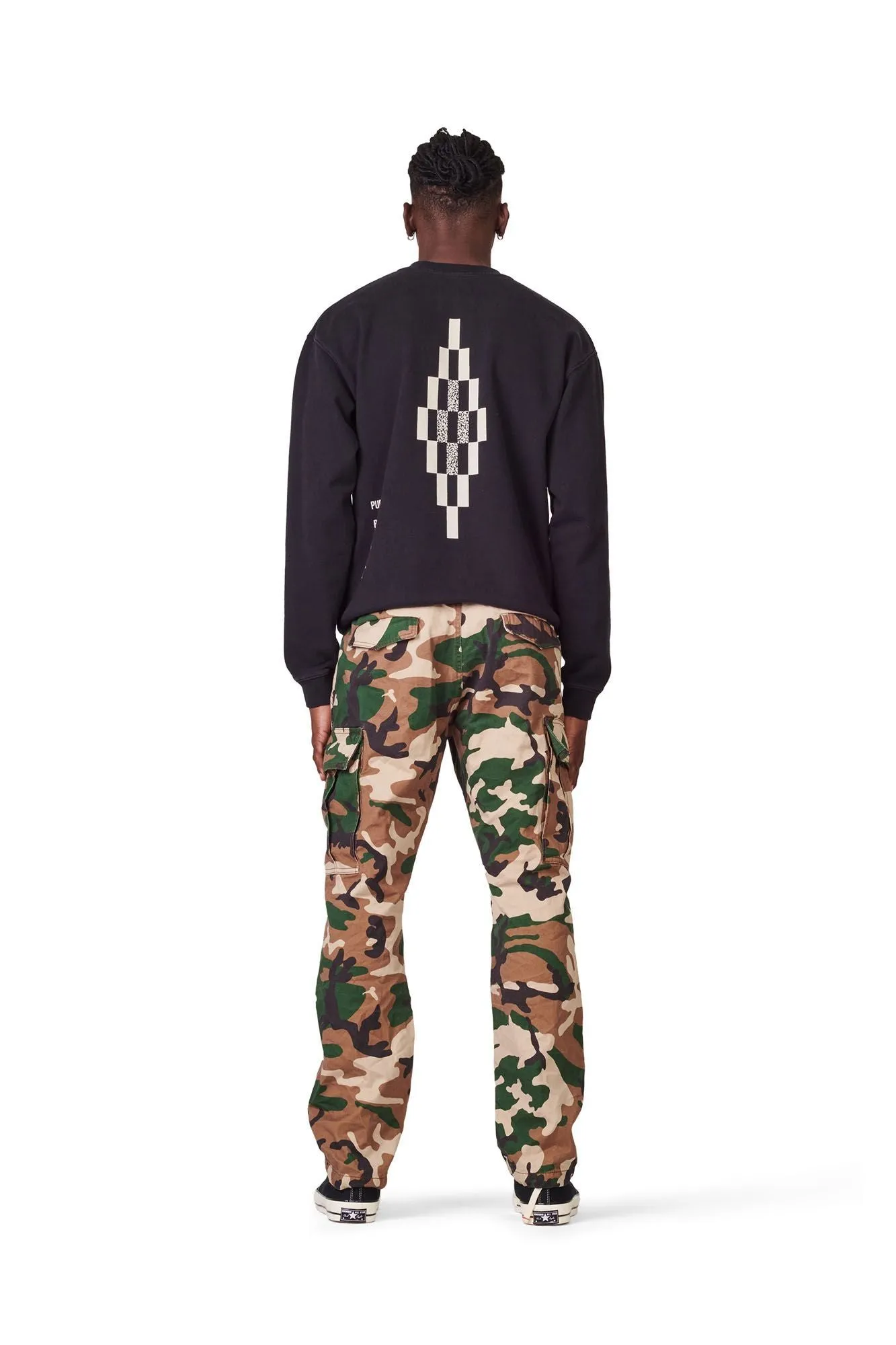 PURPLE BRAND P013 CAMO CARGO PANTS W/KNEE EMBROIDERY Mens Apparel