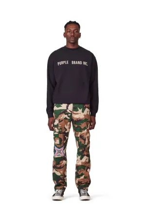 PURPLE BRAND P013 CAMO CARGO PANTS W/KNEE EMBROIDERY Mens Apparel