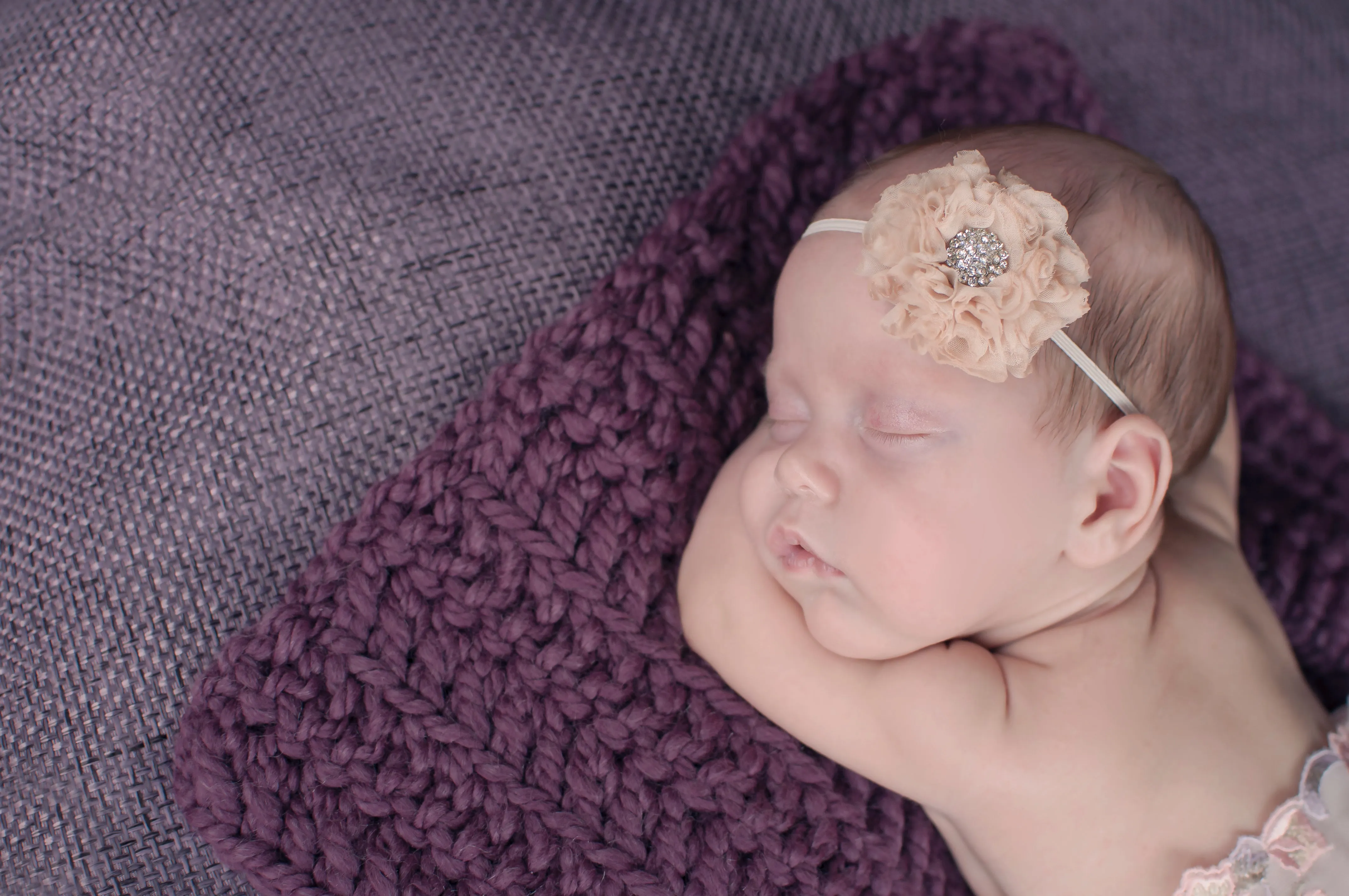 Purple plum newborn baby layering bump blanket