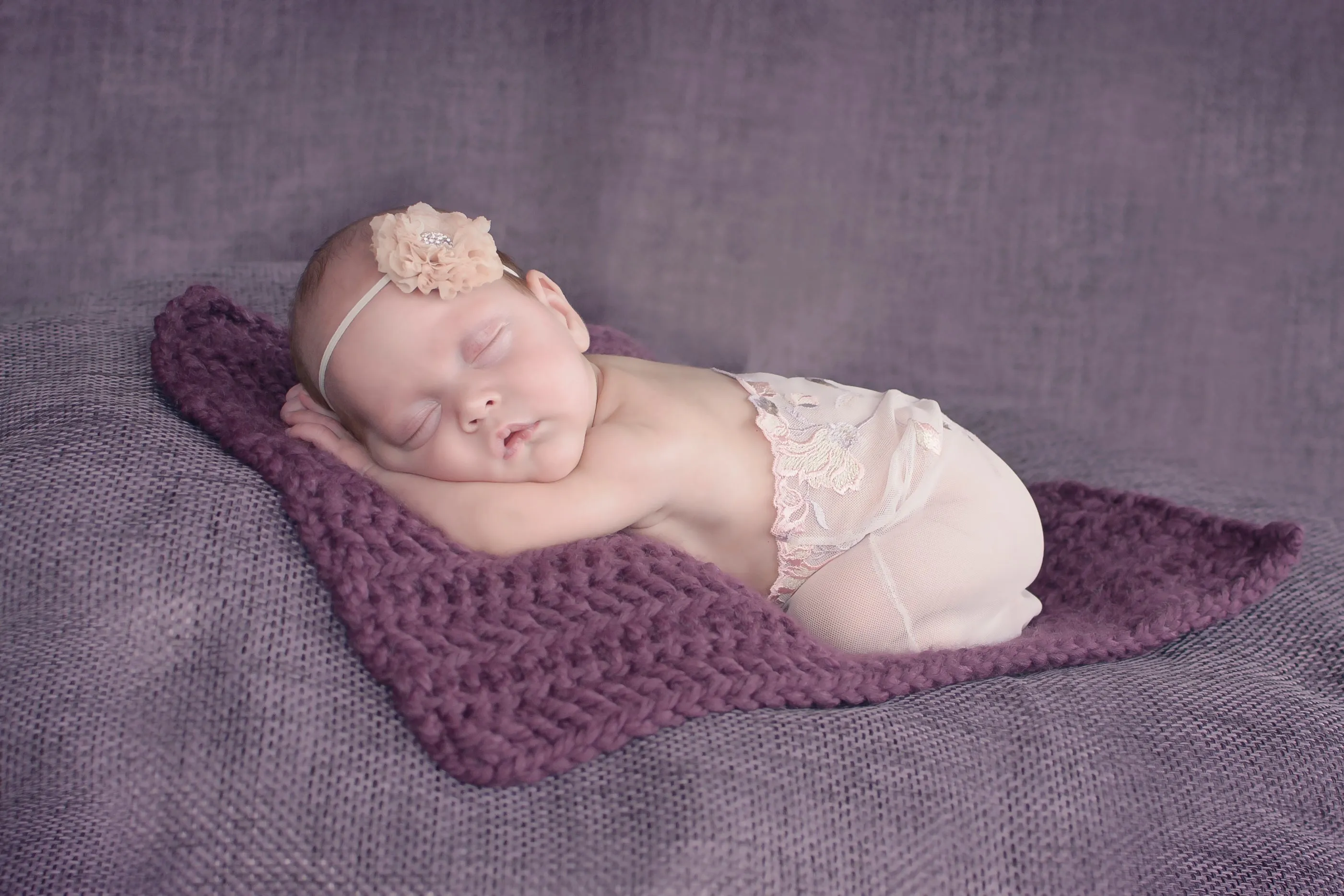 Purple plum newborn baby layering bump blanket