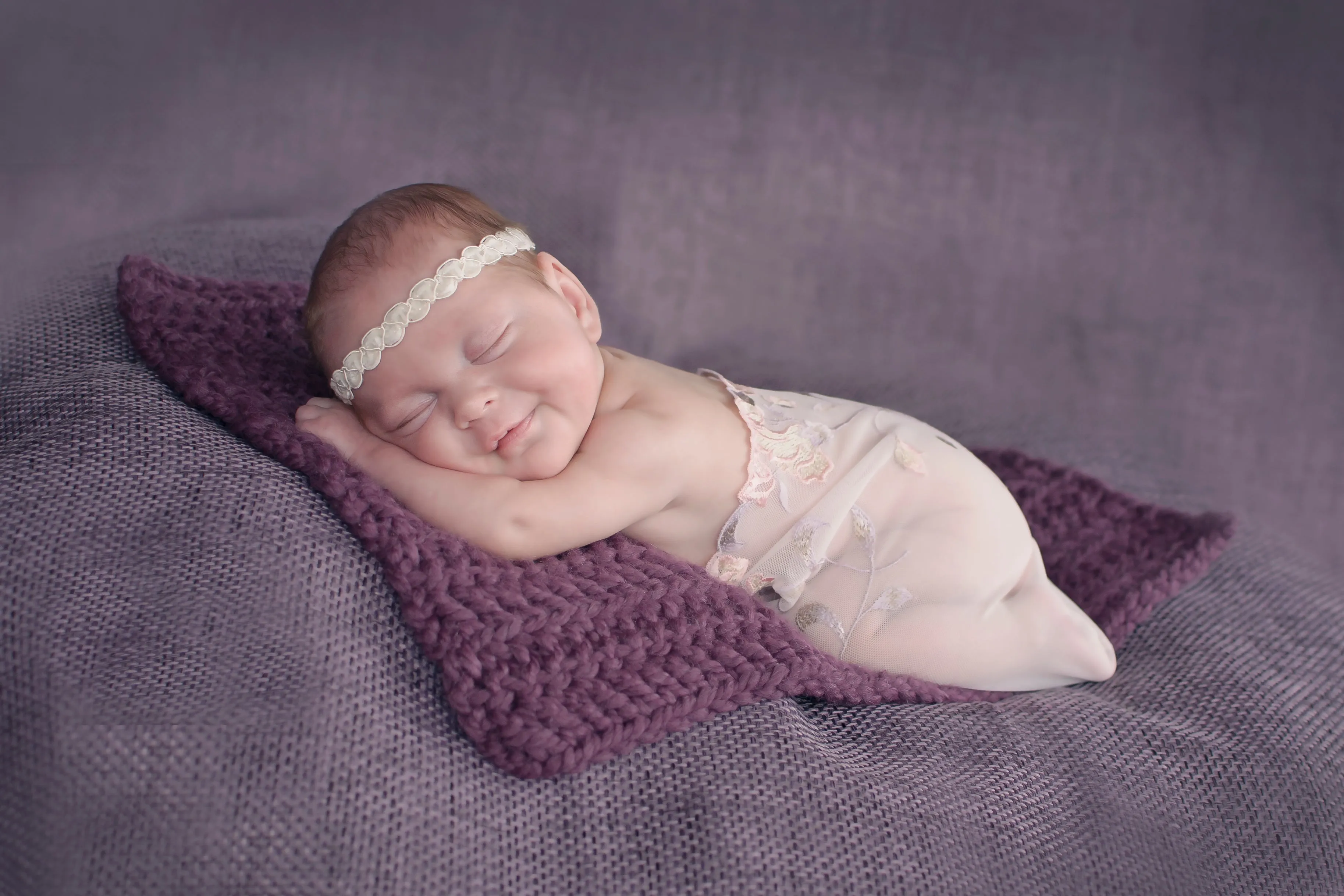 Purple plum newborn baby layering bump blanket