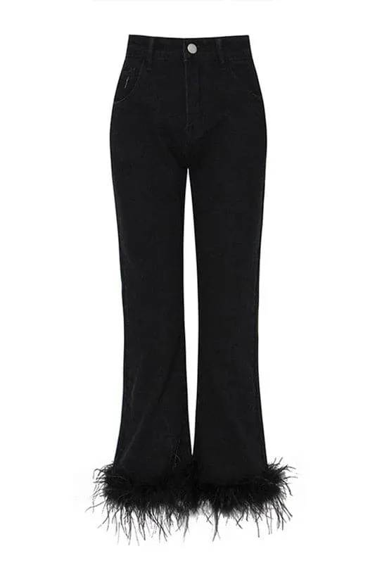 PW828 High Waist Straight Leg Black Jeans