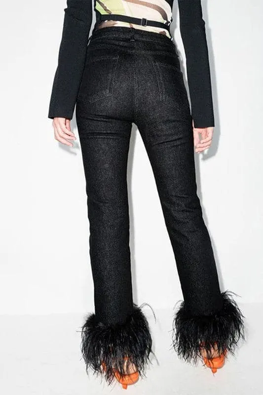 PW828 High Waist Straight Leg Black Jeans