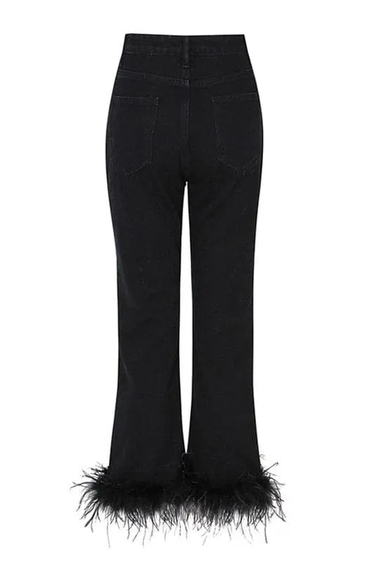 PW828 High Waist Straight Leg Black Jeans