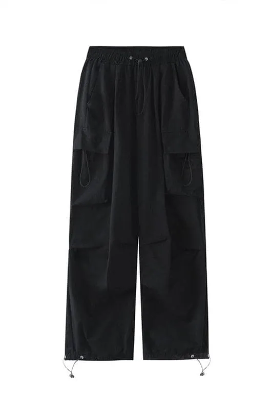 PY160 Drawstring Cargo Long Pants