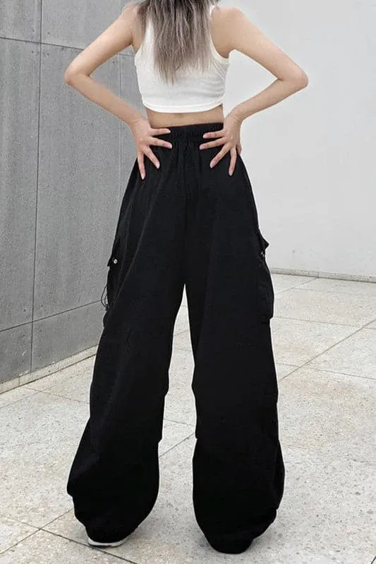 PY160 Drawstring Cargo Long Pants