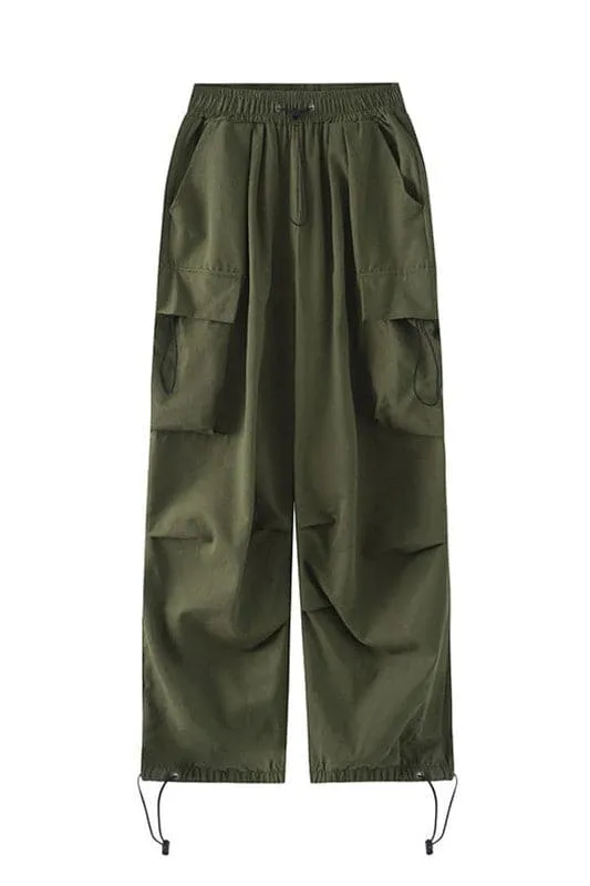 PY160 Drawstring Cargo Long Pants