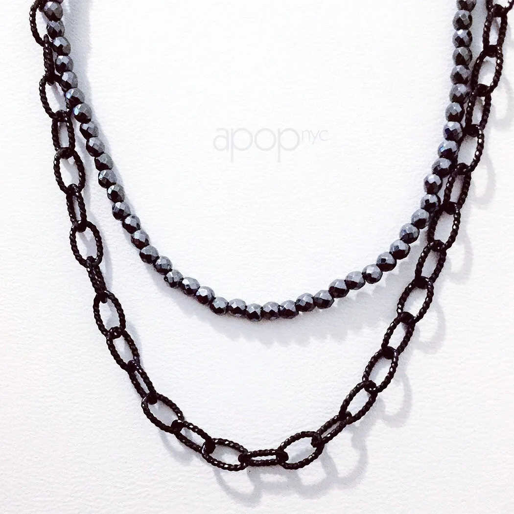 "Gryt" Black Cable Links Layering Necklace
