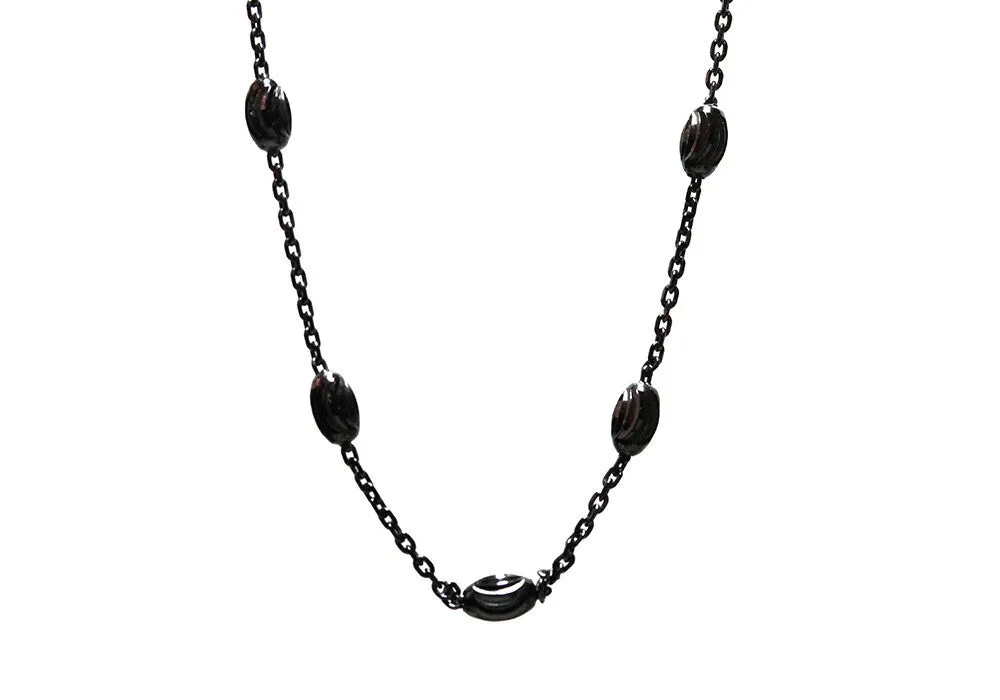 "Luna" Blackened Silver Plated Chain Necklace 30 inch