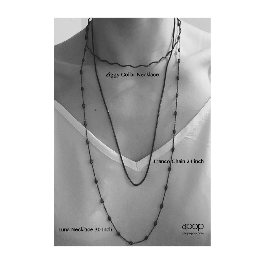 "Luna" Blackened Silver Plated Chain Necklace 30 inch
