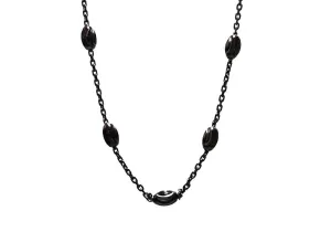 "Luna" Blackened Silver Plated Chain Necklace 30 inch