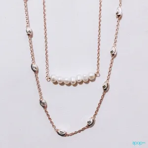 "Luna" Two-Tone Sterling & Rosy Chain Necklace 30 inch