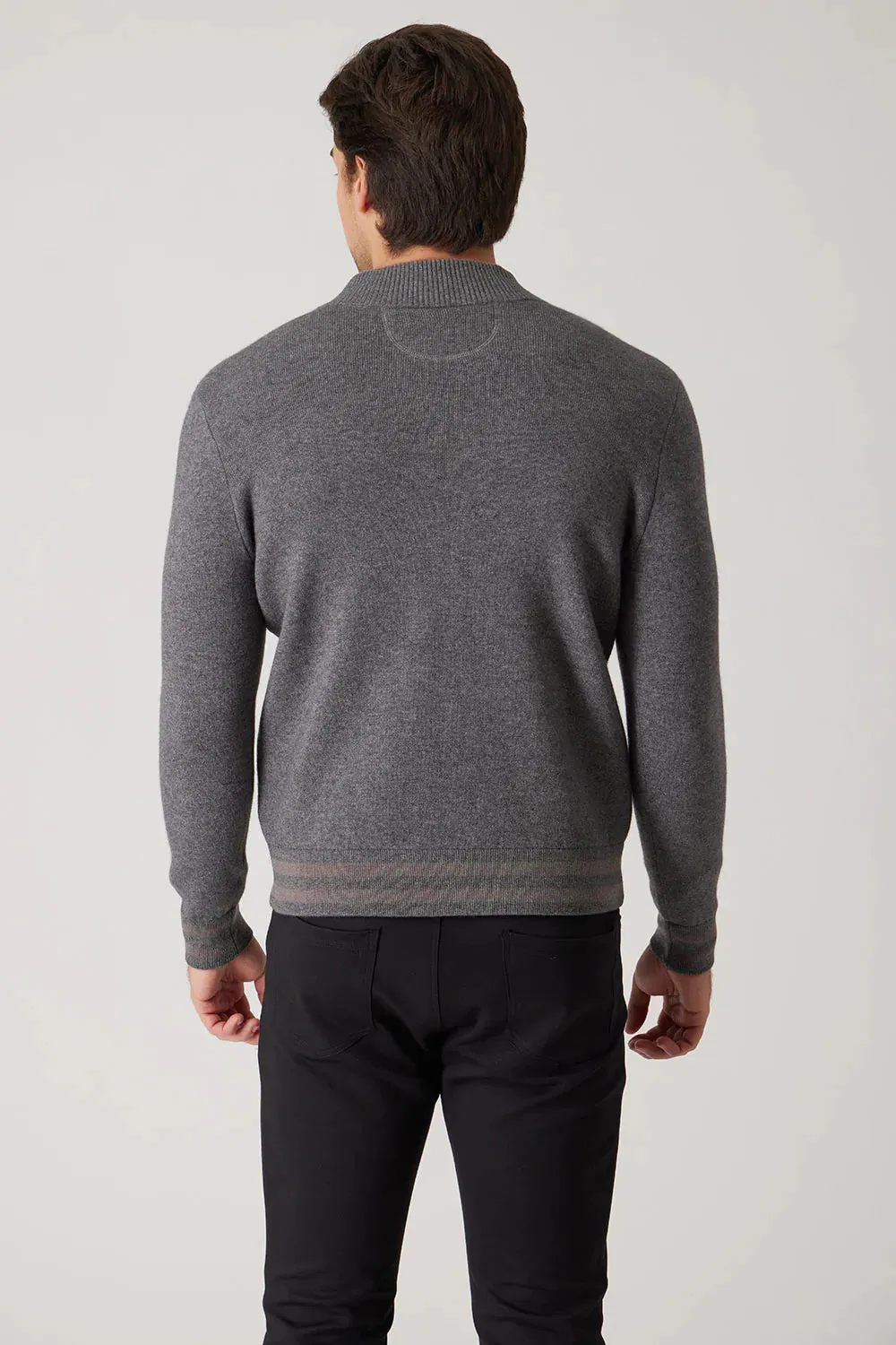 Raffi Aaron Zip Mock in Charcoal