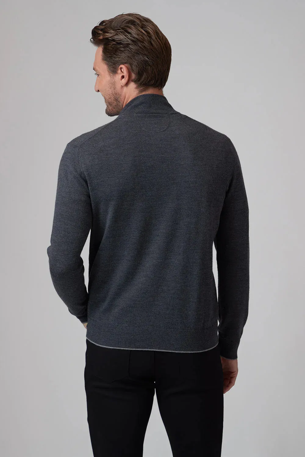 Raffi L/S Zip Mock in Charcoal