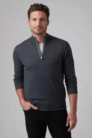 Raffi L/S Zip Mock in Charcoal