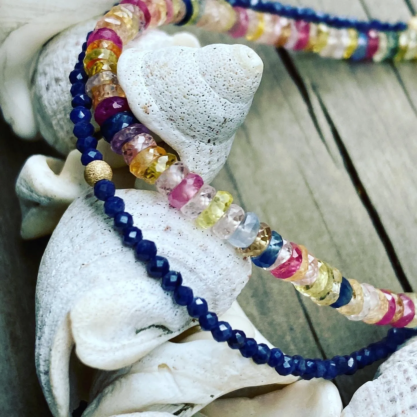 Rainbow Sapphire Stacking or Layering Bracelet