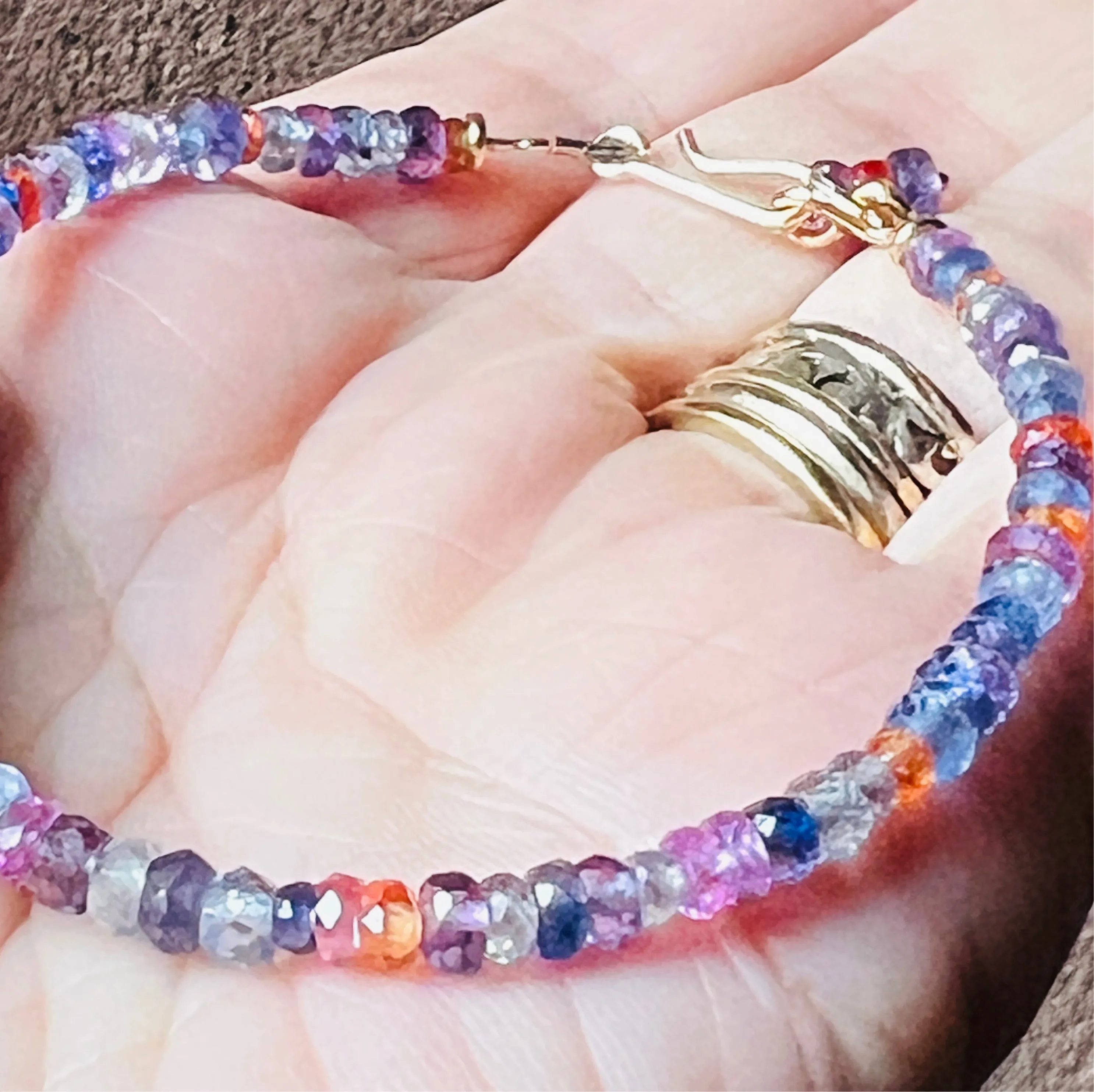 Rainbow Sapphire Stacking or Layering Bracelet