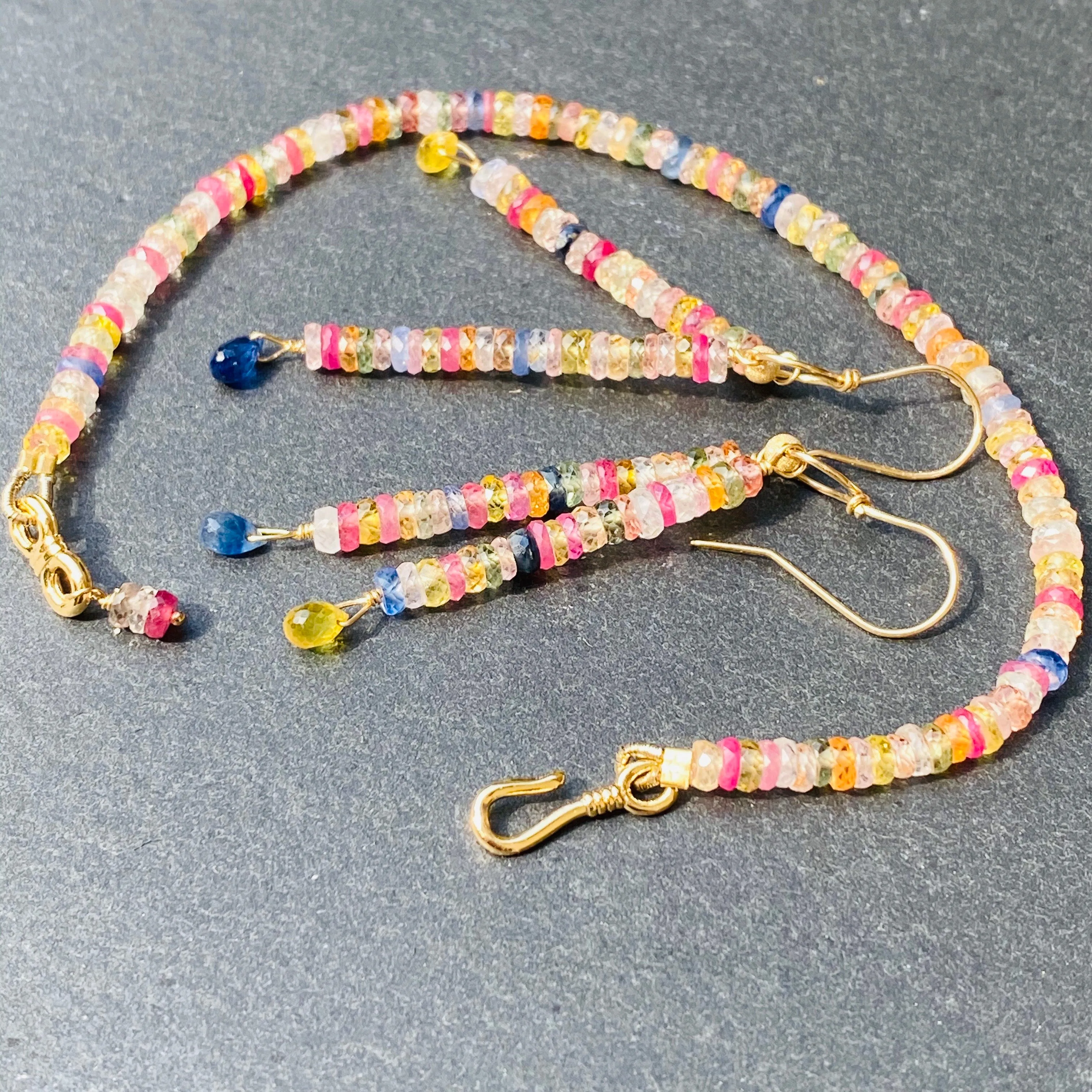 Rainbow Sapphire Stacking or Layering Bracelet