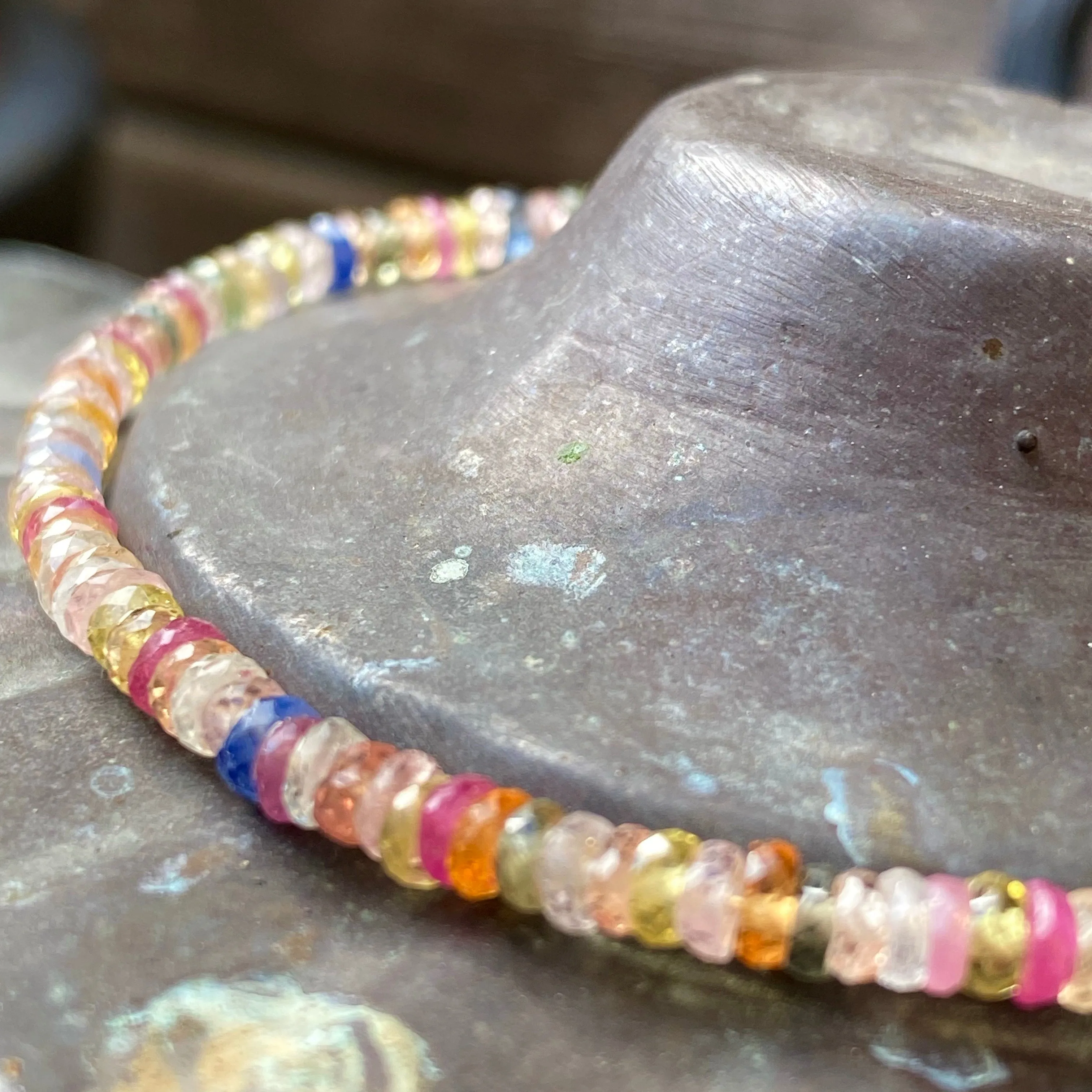 Rainbow Sapphire Stacking or Layering Bracelet