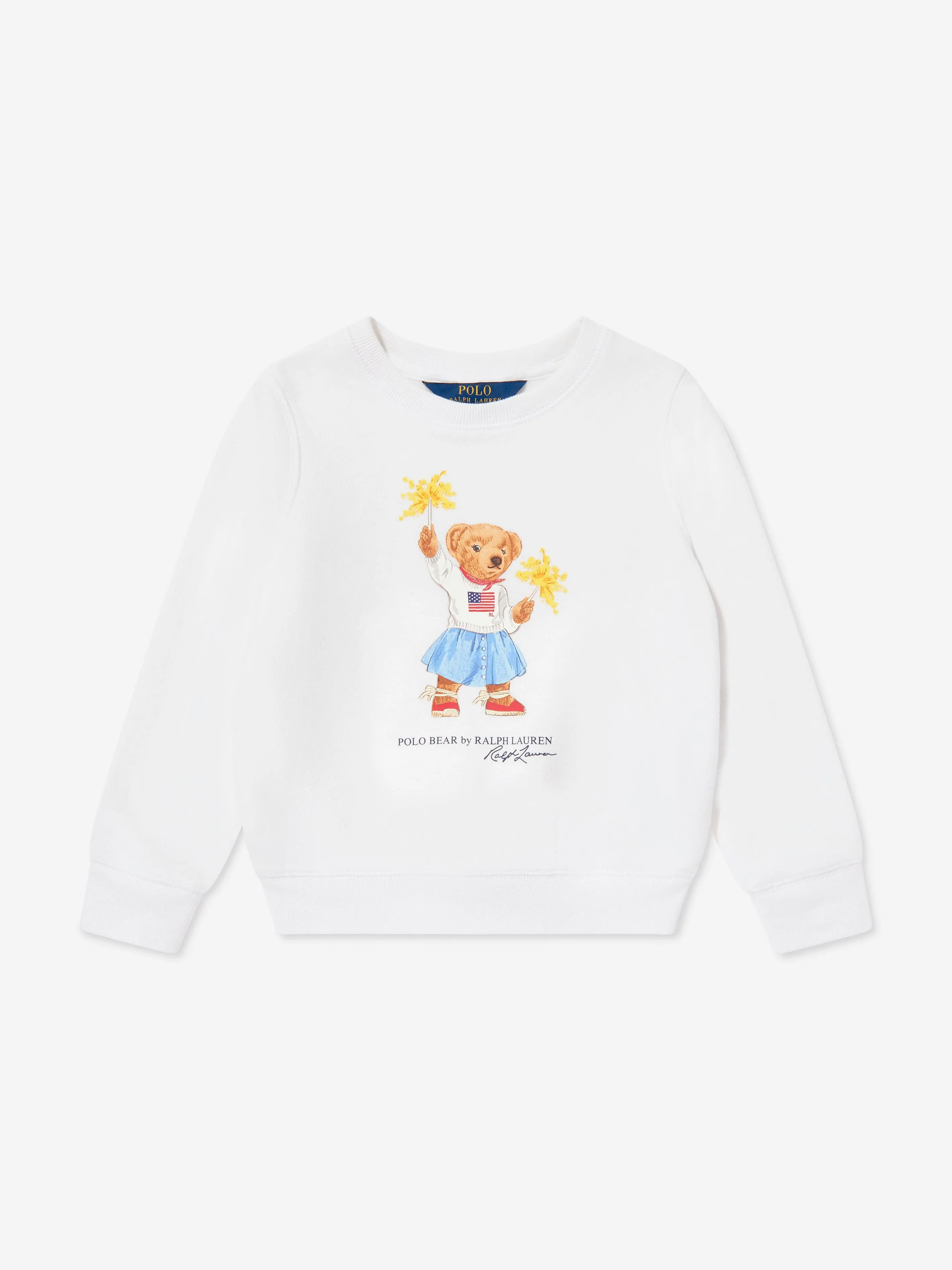 Ralph Lauren Girls Sparkle Bear Sweatshirt in White