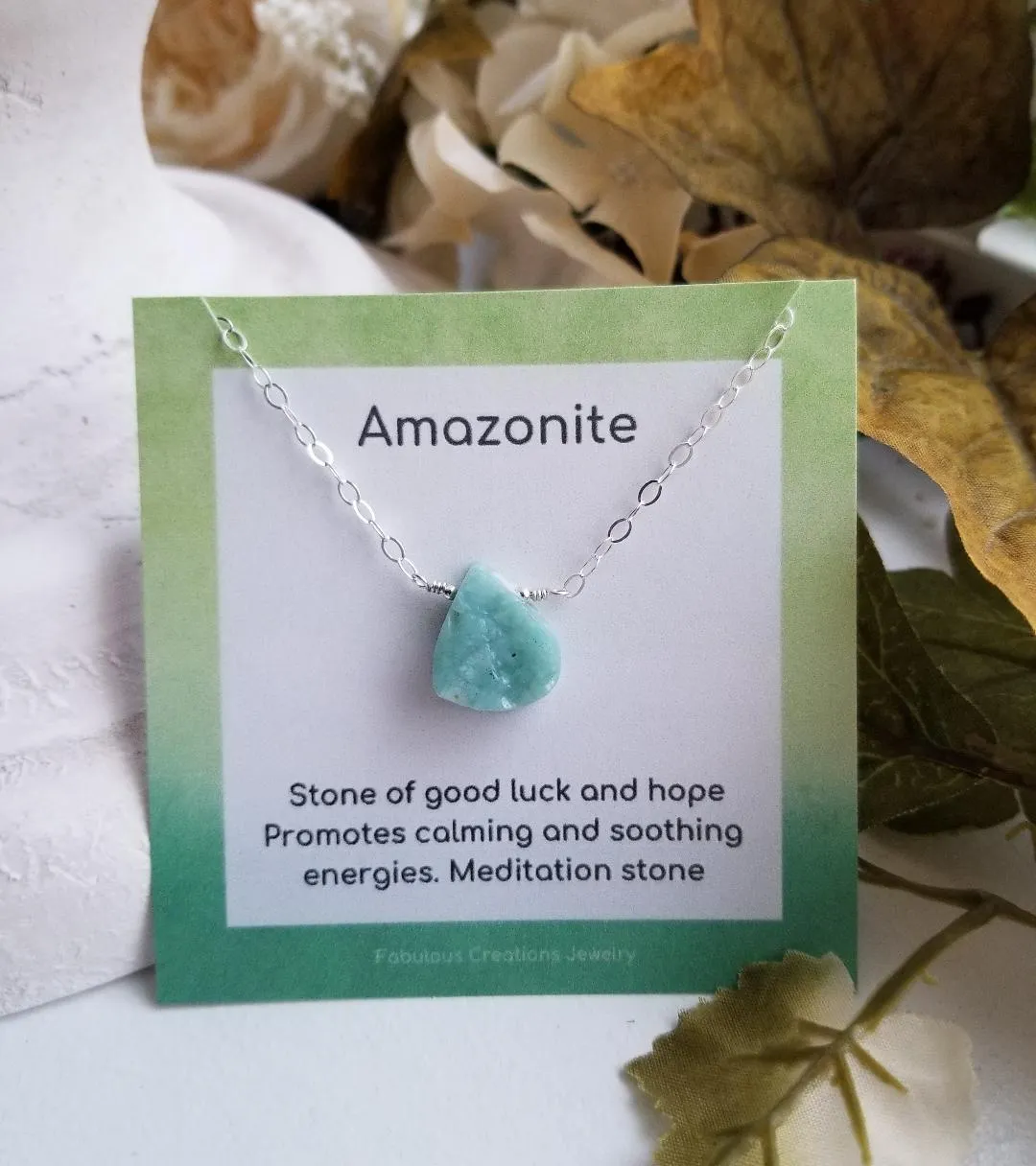 Raw Amazonite Necklace, Delicate Layering Necklace