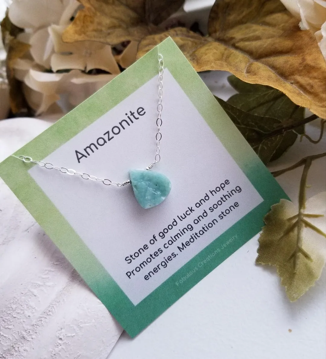 Raw Amazonite Necklace, Delicate Layering Necklace