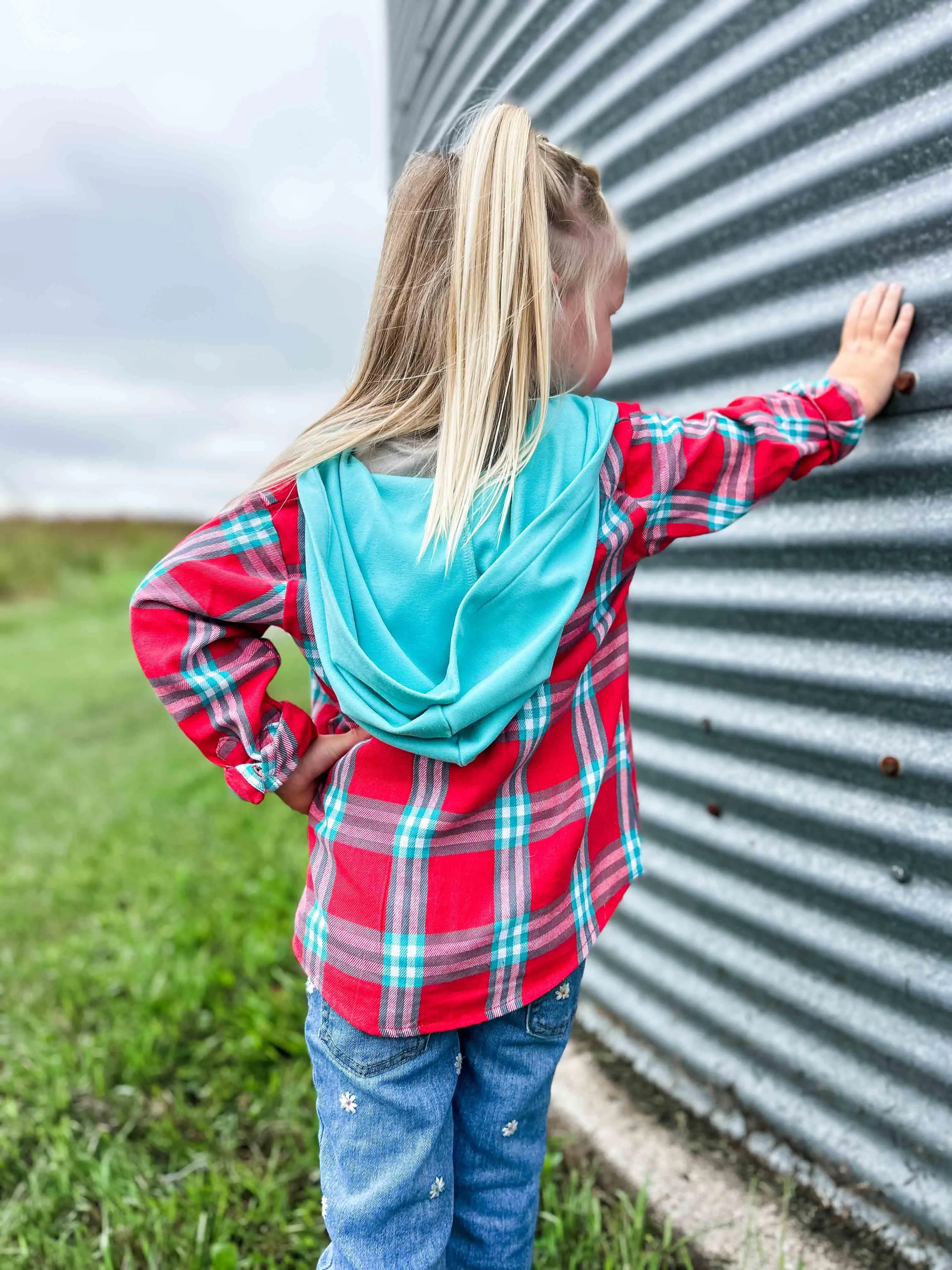 Red Plaid Hooded Flannel Shirt - Baby/Youth