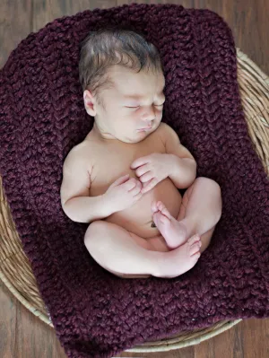 Red wine newborn baby layering bump blanket