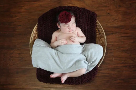 Red wine newborn baby layering bump blanket