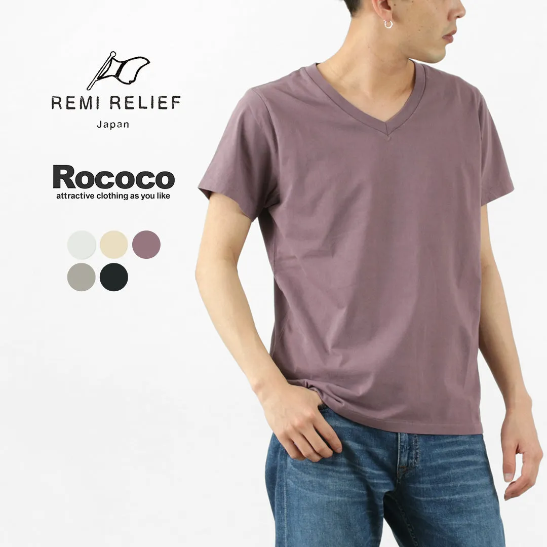 REMI RELIEF / LW processed V-neck T-shirt