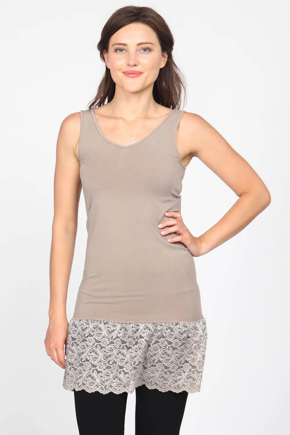 REVERSIBLE VNECK/SCOOP TANK WITH LACE