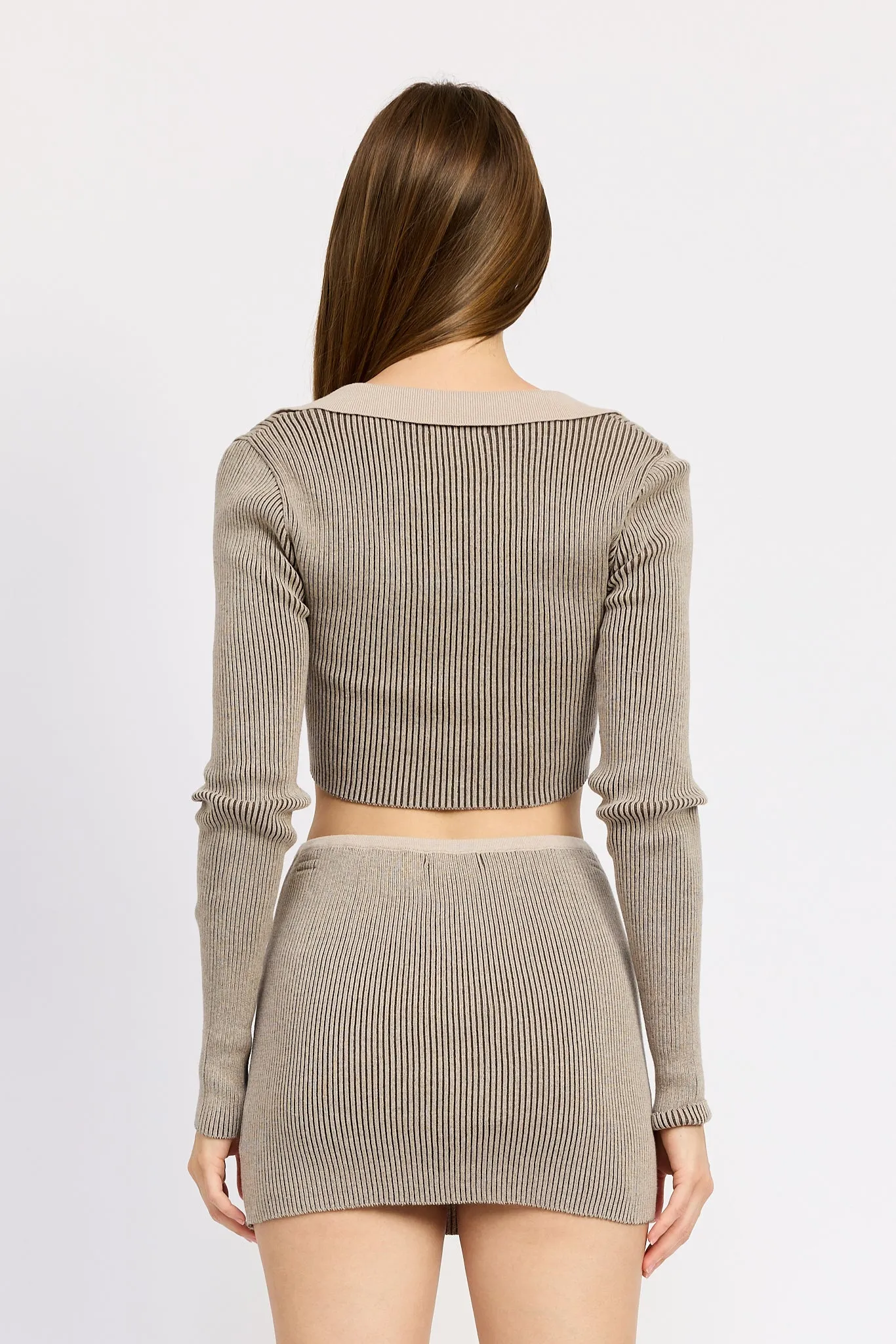 Rib Cardigan and Skirt Set
