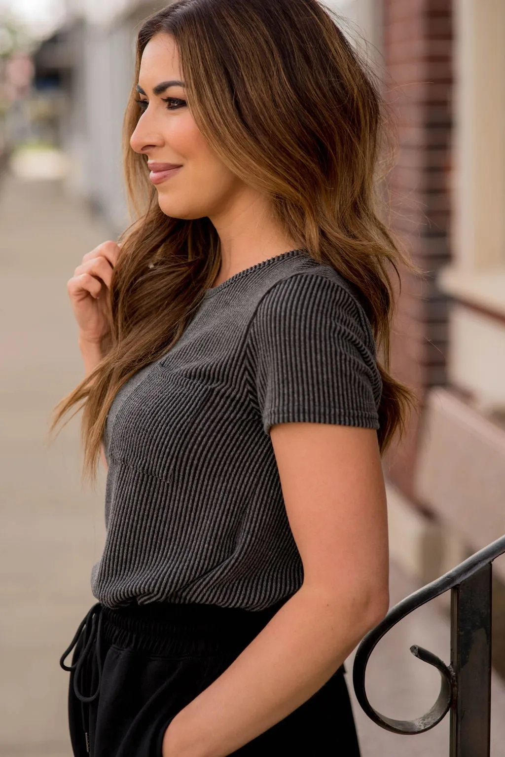 Ribbed Pocket Tee