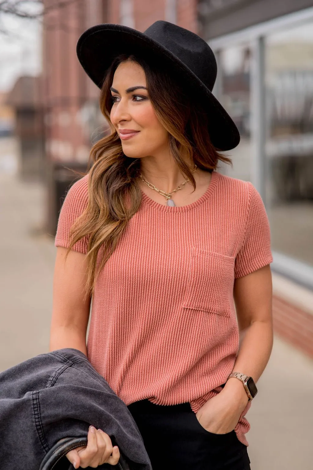 Ribbed Pocket Tee