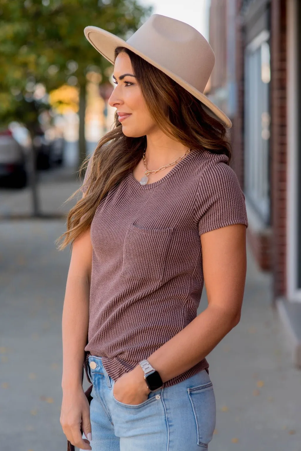 Ribbed Pocket Tee