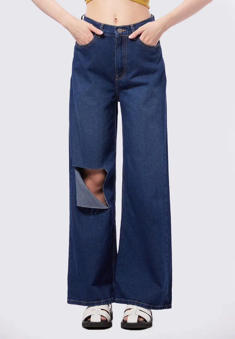 Ripped High Waist Denim Pants