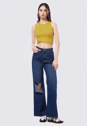 Ripped High Waist Denim Pants