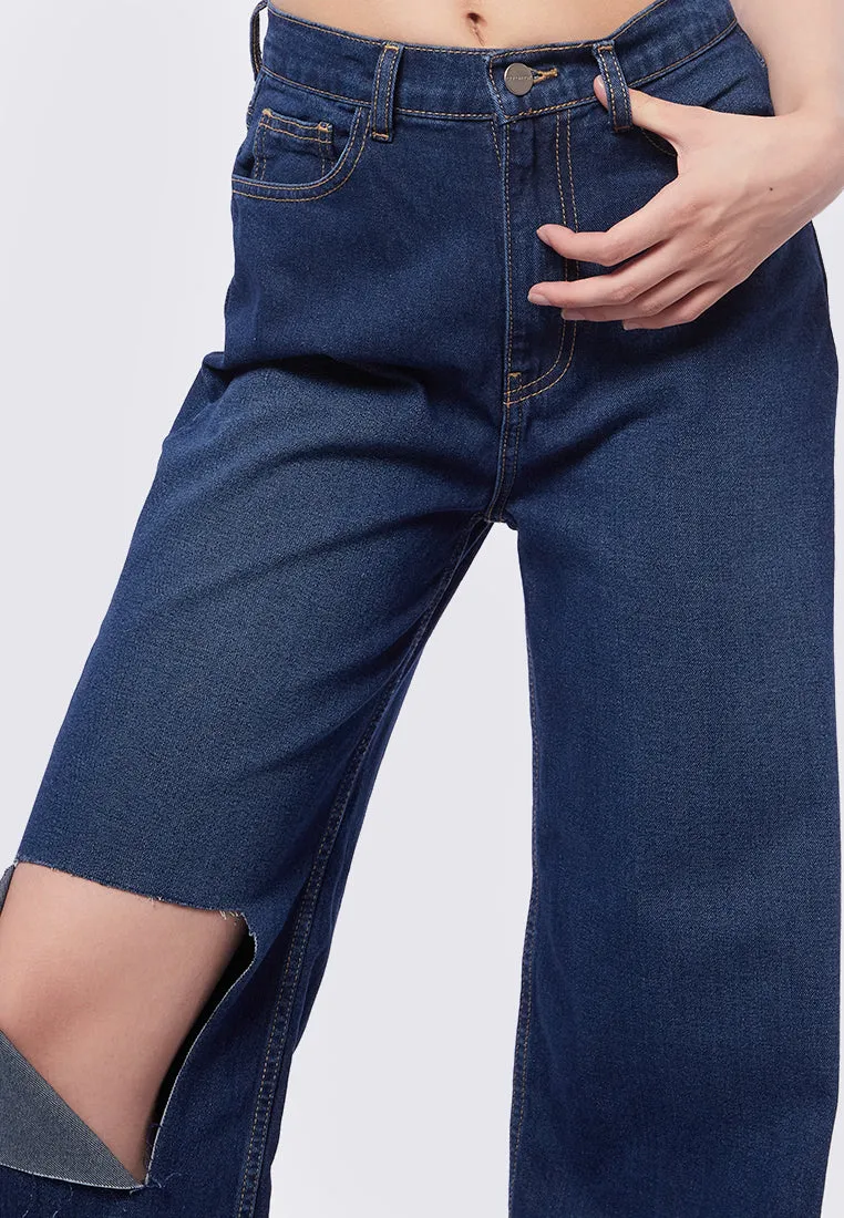 Ripped High Waist Denim Pants